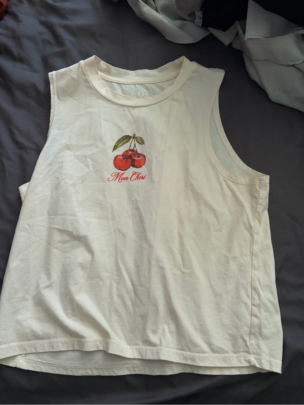 Women’s Cream Tank Top with Cherry Graphic